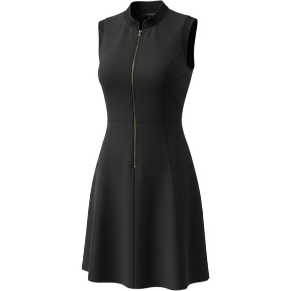 Elie Tahari Dresses & Skirts - Elie Tahari for DesignNation Black Zip Front Scuba Sheath Dress Mesh Trim Size 6